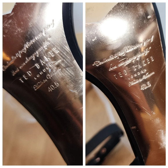 Ted Baker Rose Gold Bow Stud Black Block Heel Biah Sandals women's size EU 40.5 - Picture 7 of 17